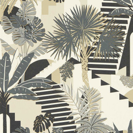 W0186/01 Malindi Breegan Jane Charcoal Wallpaper by Clarke & Clarke