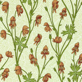 217345 Monkshood Bedford Park Tangerine & Sage Wallpaper by Morris & Co