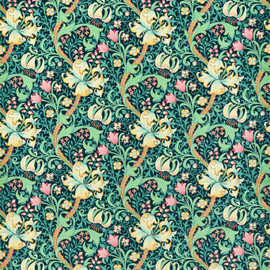 520004 Golden Lily Bedford Park Galactic Ink Fabric by Morris & Co 520004 Golden Lily Bedford Park Galactic Ink Fabric by Morris & Co