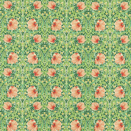 227213 Pimpernel Bedford Park Shamrock/Watermelon Fabric by Morris & Co