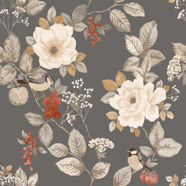 2303 Bramble Floral Charcoal Wallpaper by Belgravia