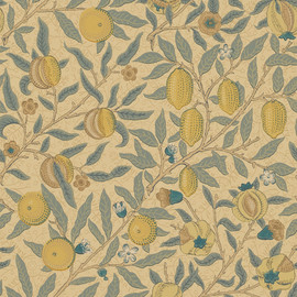 DGW1FU103 Fruit Morris & Friends Blue, Gold and Brown Wallpaper by Morris & Co DGW1FU103 Fruit Morris & Friends Blue, Gold and Brown Wallpaper by Morris & Co