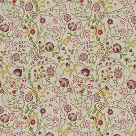 DMCOMA201 Mary Isobel Embroidery Morris & Friends Wine and Linen Fabric by Morris & Co DMCOMA201 Mary Isobel Embroidery Morris & Friends Wine and Linen Fabric by Morris & Co