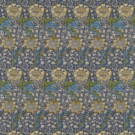 220322 Kennet Morris & Friends Indigo and Gold Fabric by Morris & Co 220322 Kennet Morris & Friends Indigo and Gold Fabric by Morris & Co