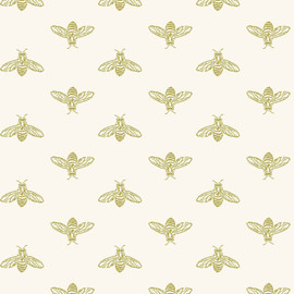 118547 Block Print Bee Antique Gold Wallpaper by Joules 118547 Block Print Bee Antique Gold Wallpaper by Joules