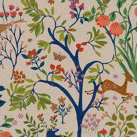 120871 Enchanted Woodland Antique Cream Wallpaper by Joules