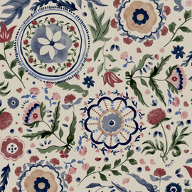 120882 Festival Flowers Antique White Wallpaper by Joules