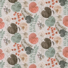 120417 Dardanella Palmetto Amber / Mint Fabric by Harlequin
