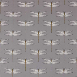120433 Demoiselle Palmetto Graphite / Almond Fabric by Harlequin