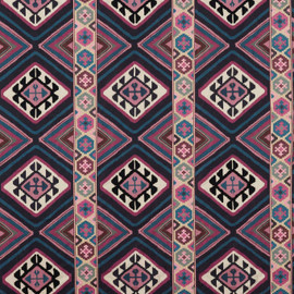 237306 Dorothy's Kilim Emery Walker's House Barbed Berry/Indigo Fabric by Morris & Co