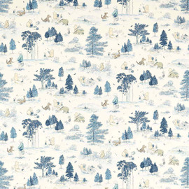 227159 Winnie the Pooh Disney Home Bonbon Blue Fabric by Sanderson