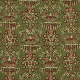 333390 Long Gallery Brocade Suffolk Damasks and Stripes Olivine/Russet Fabric by Zoffany