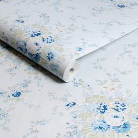 125128 Garden Floral Soft Blue Wallpaper by Rachel Ashwell