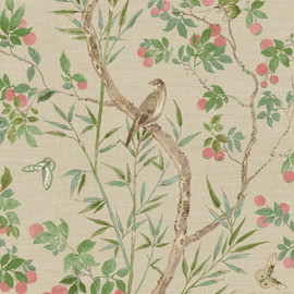 T42009 Claire Sojourn Coral and Green Wallpaper by Thibaut T42009 Claire Sojourn Coral and Green Wallpaper by Thibaut