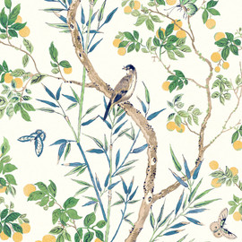 T42013 Claire Sojourn Yellow and Navy Wallpaper by Thibaut T42013 Claire Sojourn Yellow and Navy Wallpaper by Thibaut