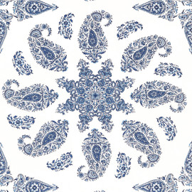 T36429 East India Indienne Blue and White Wallpaper by Thibaut