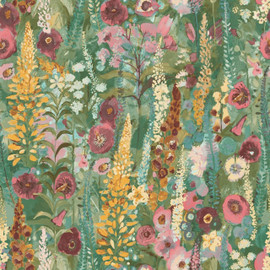 A74601 Delphinium Forest Green / Pink Wallpaper by Grandeco A74601 Delphinium Forest Green / Pink Wallpaper by Grandeco