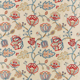 236822 Theodosia Embroidery Melsetter Wine/Indigo Fabric by Morris & Co 236822 Theodosia Embroidery Melsetter Wine/Indigo Fabric by Morris & Co