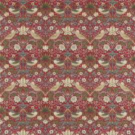 220312 Strawberry Thief Archive Prints Crimson/Slate Fabric by Morris & Co 220312 Strawberry Thief Archive Prints Crimson/Slate Fabric by Morris & Co