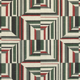AF9652 Cubism Savoy Black on Flax Fabric by Anna French