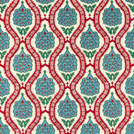 333294 Anar Trellis Cotswolds Manor Serpentine and Crimson Fabric by Zoffany