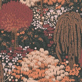 FL61133 Fairytale Leaves Motif Flourish Pink and Red Wallpaper By Galerie FL61133 Fairytale Leaves Motif Flourish Pink and Red Wallpaper By Galerie