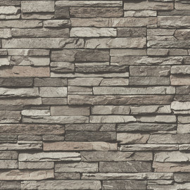 BB51148 Graceful Granite Motif Bricks and More Cream, Grey and Black Wallpaper By Galerie
