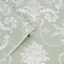 130114 Josette Sage Green Wallpaper by Laura Ashley