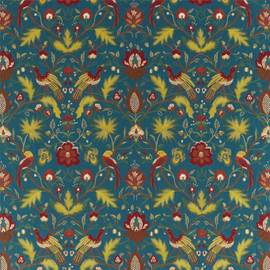 333091 Oiseaux de Paris Embroidery Antiquary Prussian Blue Fabric by Zoffany 333091 Oiseaux de Paris Embroidery Antiquary Prussian Blue Fabric by Zoffany