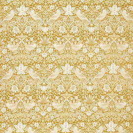 F1746/01 Strawberry Thief Jacquard William Morris Weaves Chartreuse Fabric by Clarke & Clarke