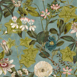 F1304/04 Passiflora Exotica Mineral/Blush Fabric by Clarke and Clarke