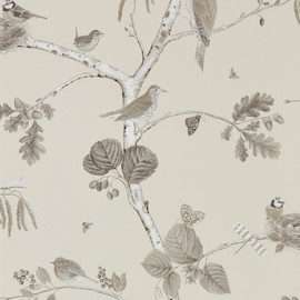 215704 Woodland Chorus Country Woodland Sepia and Neutral Wallpaper by Sanderson