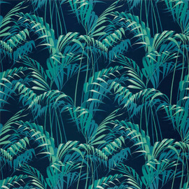 226568 Palm House Glasshouse Ink/Teal Fabric by Sanderson