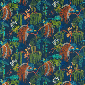 236778 Rain Forest Embroidery Glasshouse Embroidery Tropical Night Fabric by Sanderson 236778 Rain Forest Embroidery Glasshouse Embroidery Tropical Night Fabric by Sanderson