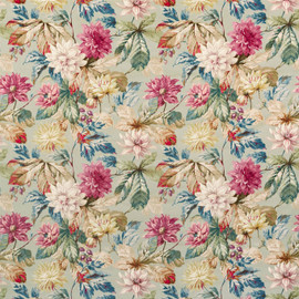 226532 Dahlia and Rosehip Velvets Elysian Mulberry/Grey Fabric by Sanderson