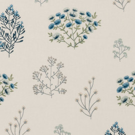 F1431/04 Floris Botanist Mineral/Denim Fabric by Clarke and Clarke