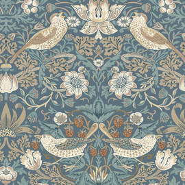 140503 Strawberry Thief Washed Blue William Morris at Home Wallpaper by Graham & Brown