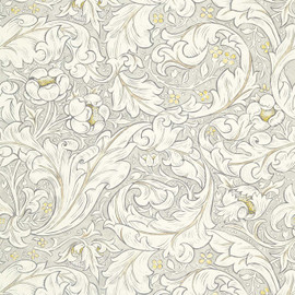 226486 Bachelors Button Pure Morris North Horned Poppy Grey Fabric by Morris & Co