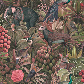 142314 Jungle Jamboree Damson Wallpaper by Graham & Brown