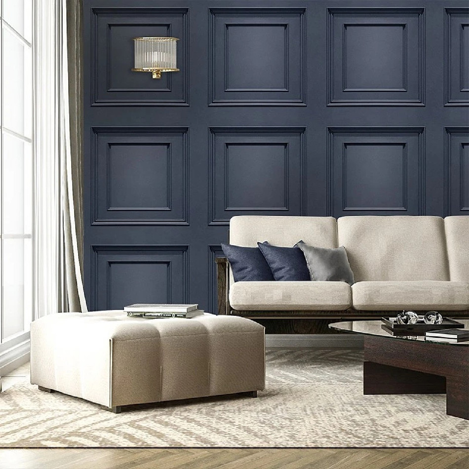 7375 Amara Navy Panel Wallpaper By Belgravia