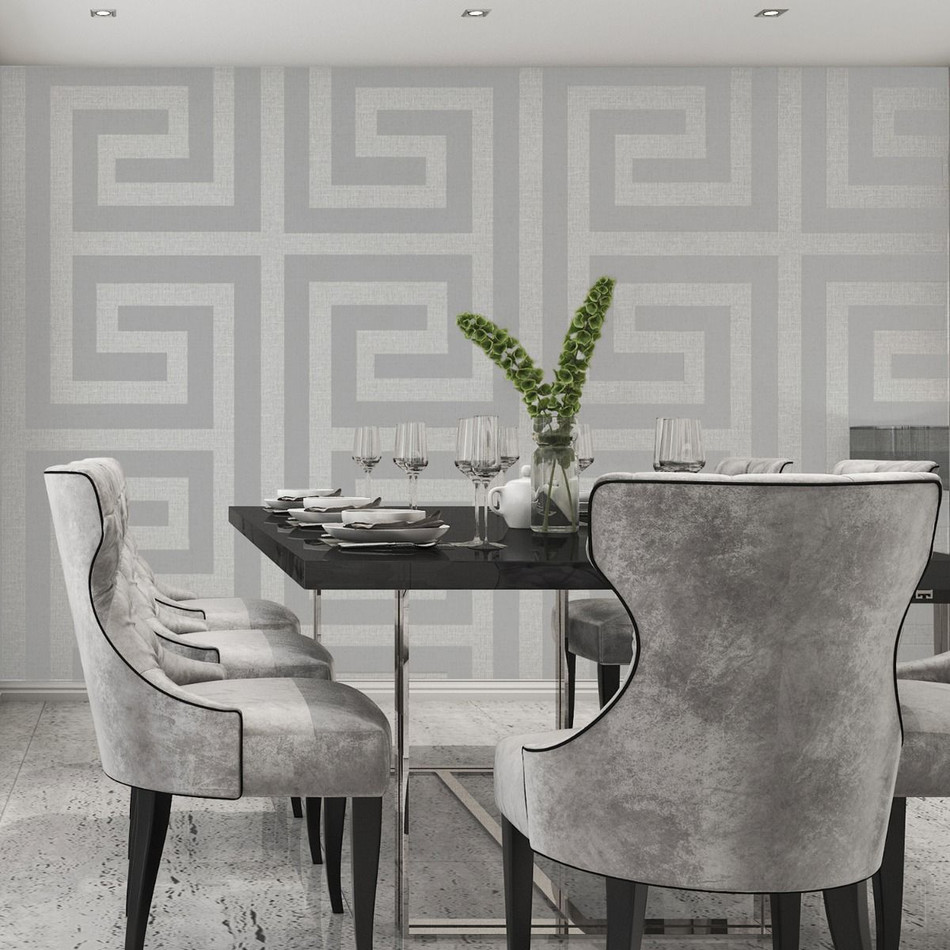 8109 Giorgio Greek Key Silver Wallpaper By Belgravia