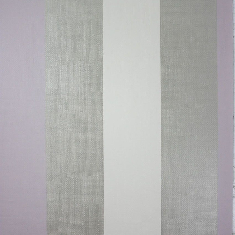 Osborne & Little Metropolis Vinyls 2 Dulwich Stripe Vinyl Beige, Lilac and pale Gilver - W6334-01 Wallpaper (sold per linear metre)