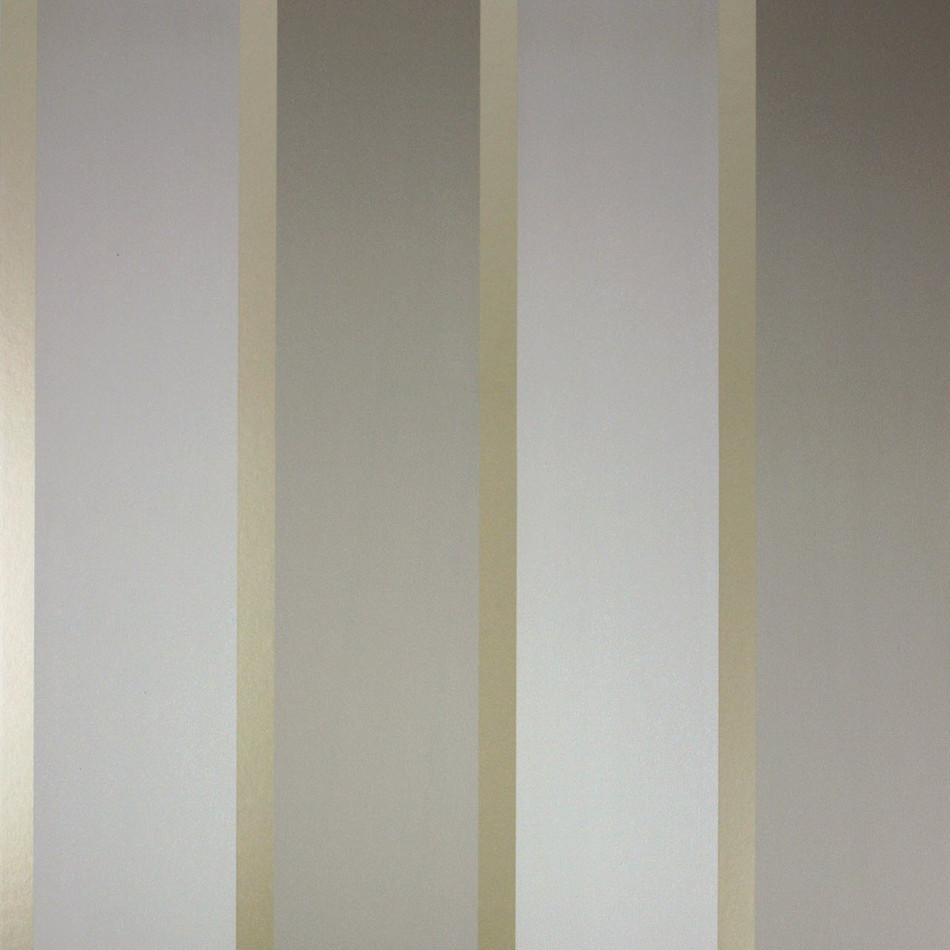 Osborne & Little Strand Fitzroy Stripe Taupe and Gilver - W6295-02 Wallpaper