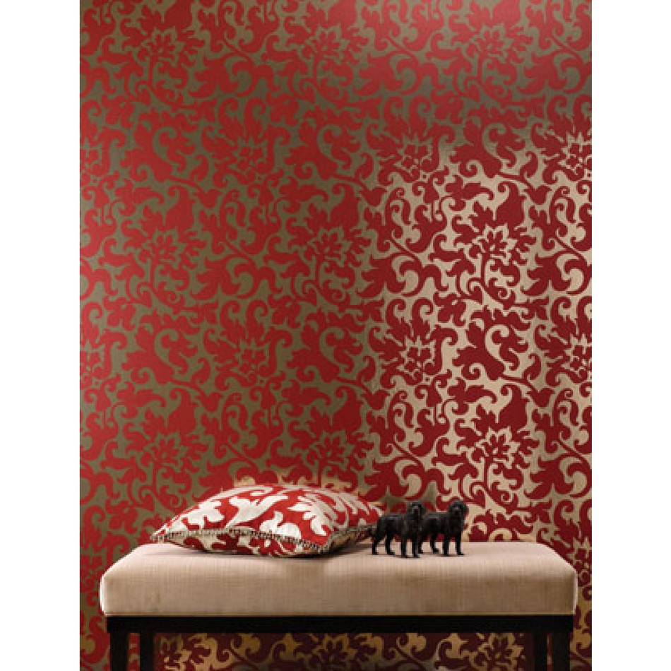 Nina Campbell Giverny Fougeres Raspberry Pink and Silver Gold - NCW4003/01 Wallpaper Nina Campbell Giverny Fougeres Raspberry Pink and Silver Gold - NCW4003/01 Wallpaper