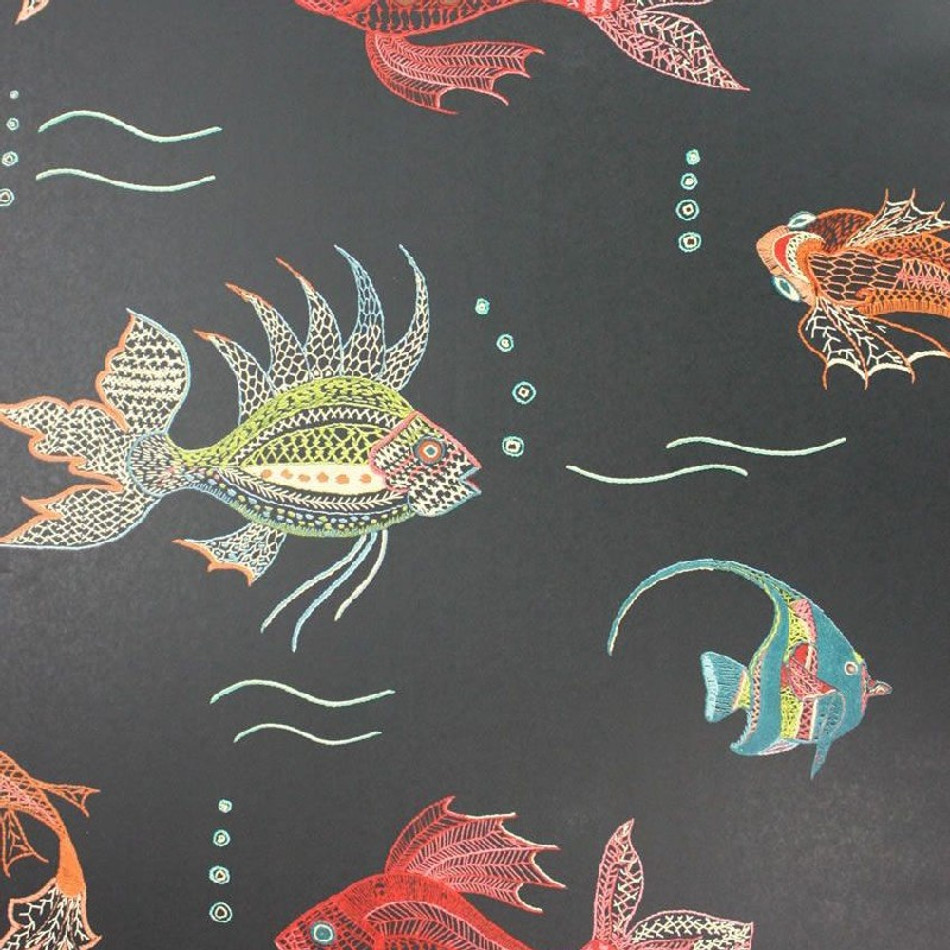 Nina Campbell Perroquet Aquarium Black - NCW3833/01 Wallpaper