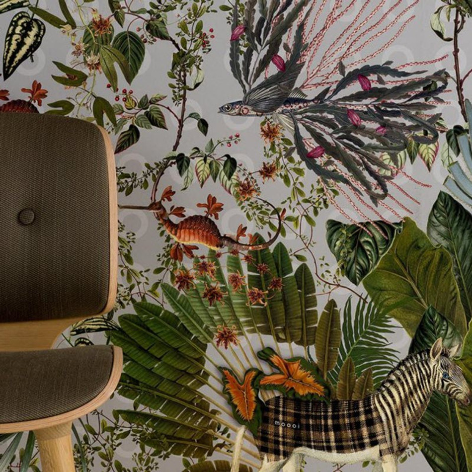 MO2073 Menagerie of Extinct Animals Moooi Extinct Animals Wallpaper by Arte