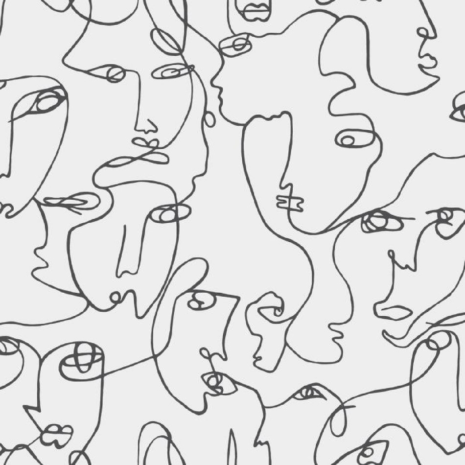 12993 Abstract Faces Black and White Wallpaper by Holden Décor