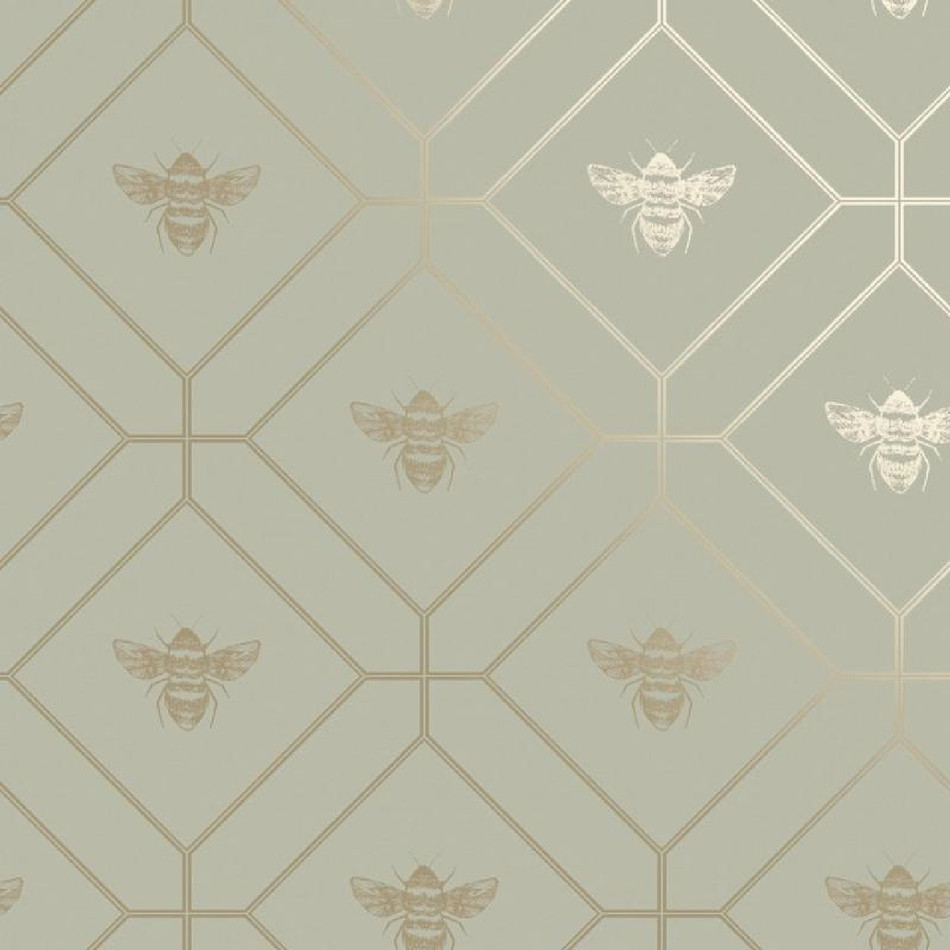 13080 Honeycomb Bee Green Wallpaper by Holden