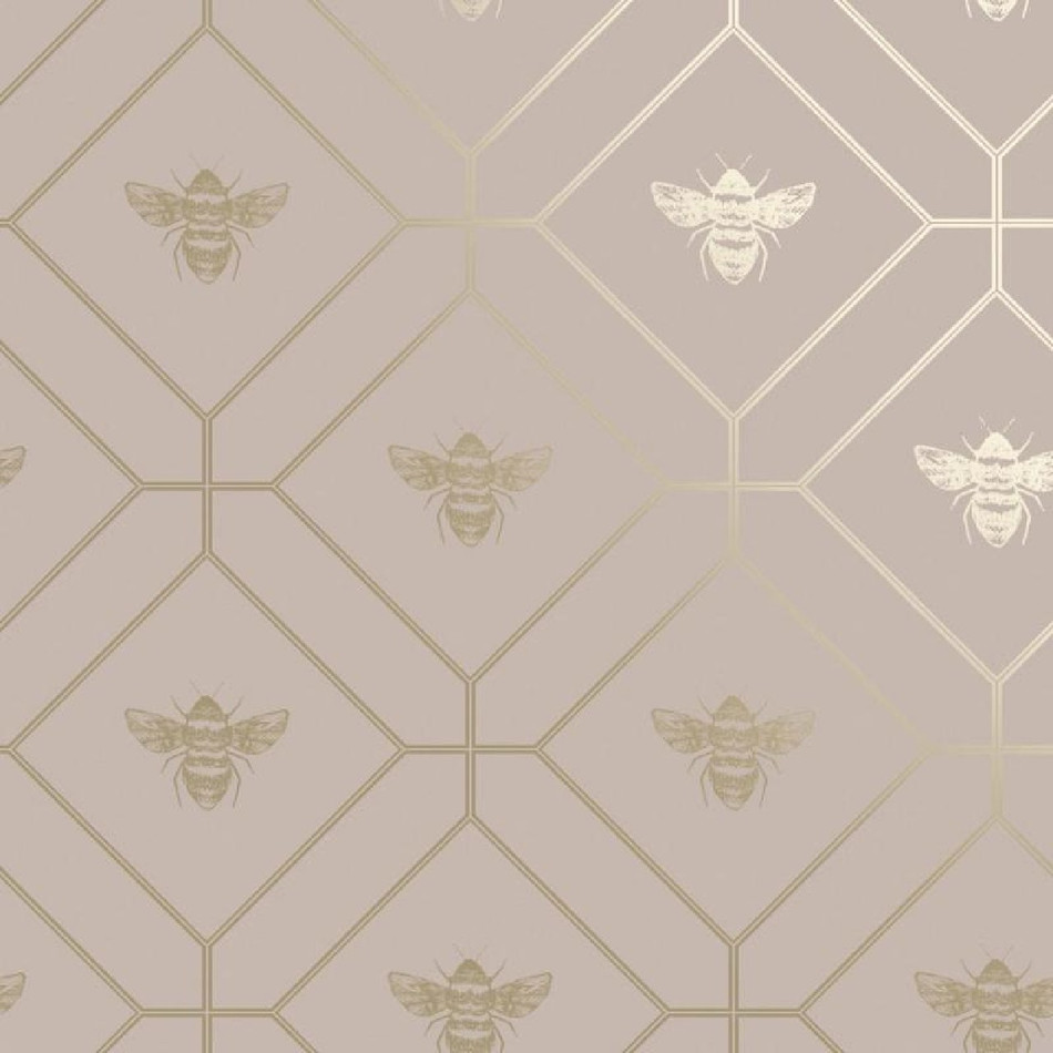 13083 Honeycomb Bee Pink Gold Wallpaper by Holden