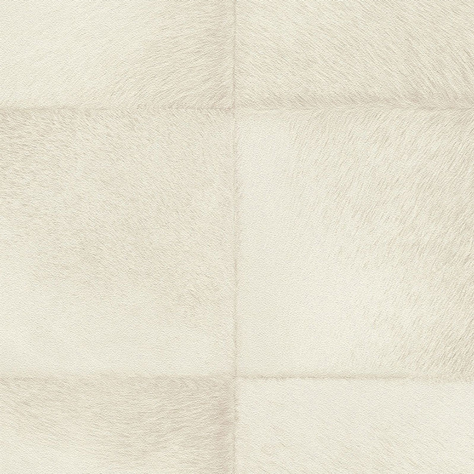 419108 Faux Reindeer Fur Cream Tile Panel Club Wallpaper by Rasch